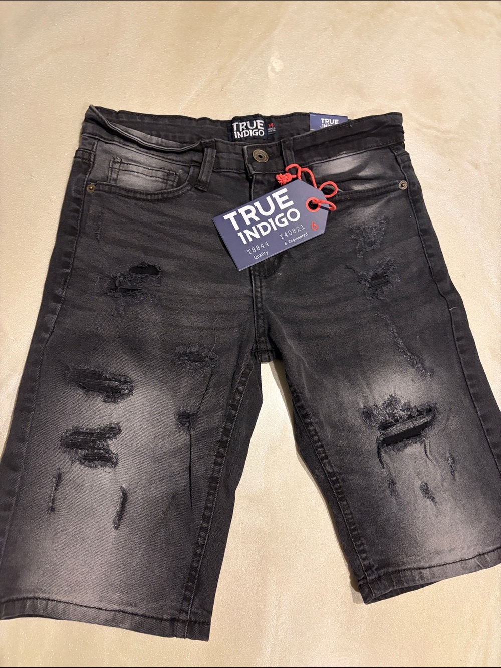 Indigo Boy’s Distressed Washed Black Jean Shorts - Jorts 14